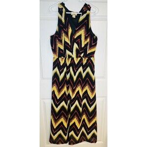 The Magic Of Stevie And Lindsay Women's Maxi Dress Size XL Black Red Yellow